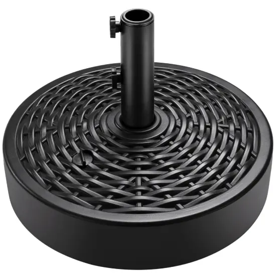 Best Choice Products Fillable Plastic Patio Umbrella Base Stand, Pole Holder w/ Adjustment Knob Black - Faux Wicker {1}