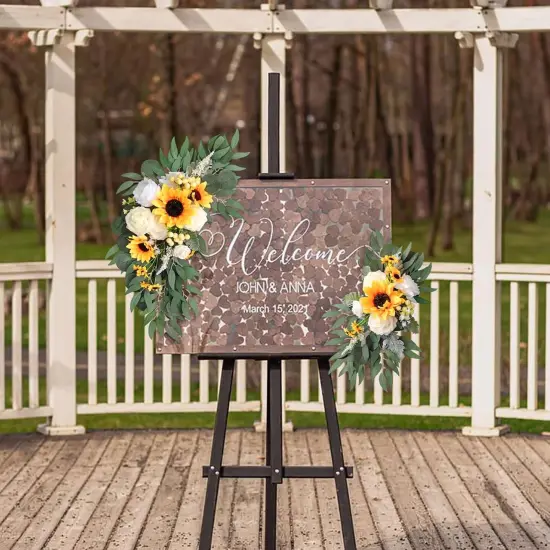 Artificial Sunflower Floral Swag Set of 2,Wedding Sign Flower Arrangements Rose {2}