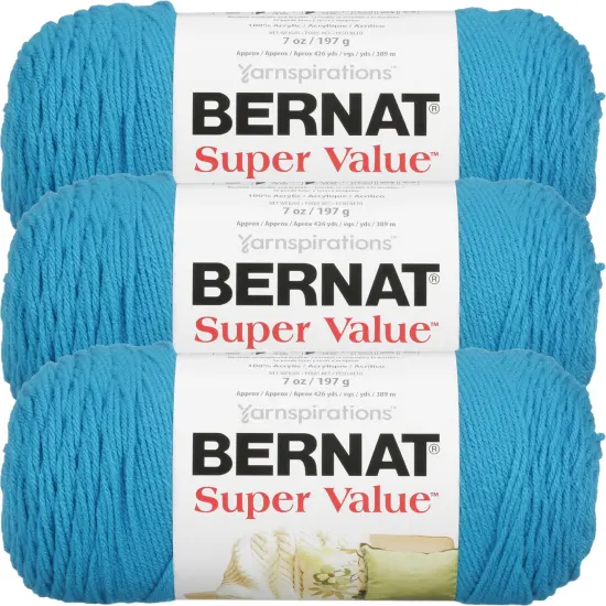 Bernat Super Value Solid Yarn -Peacock, Multipack Of 3 {1}