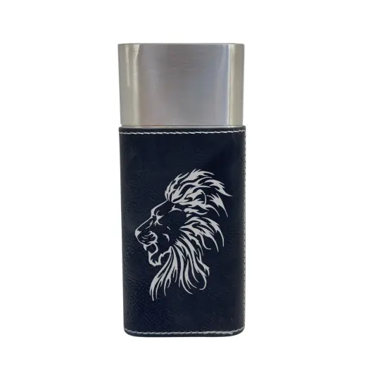 Cigar Case with Cutter - Lion - Leather Black/Silver {1}