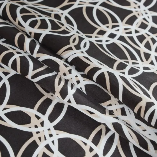 1 Yard Demitasse and Ivory Cream Silk Charmeuse Fabric Printed Circles 44 inch Width {3}