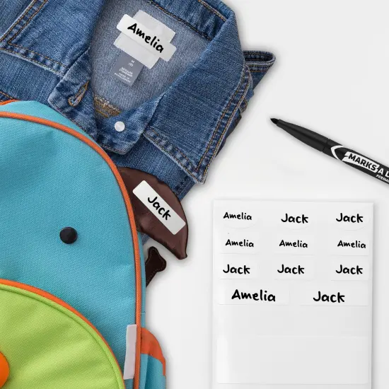 Avery No-Iron Fabric Labels, Assorted Shapes and Sizes, Washer and Dryer-Safe, White, Non-Printable, 45 Labels Per Pack, 90 Blank Labels Total (2-Pack of 40700) {2}