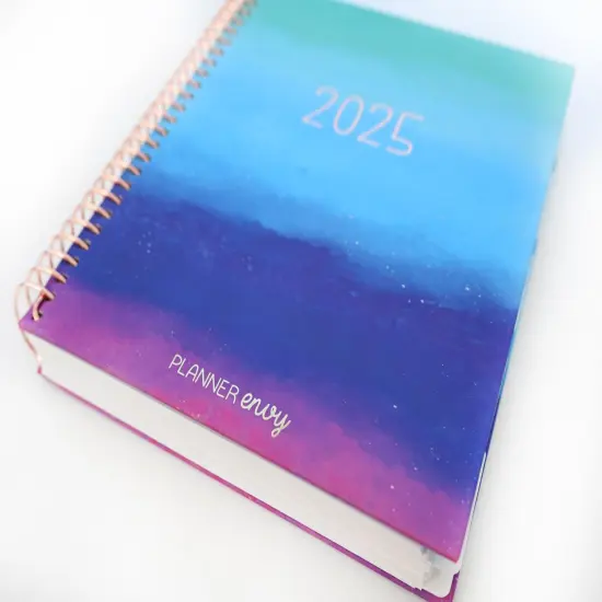 2025 Planner - Mini Horizontal Layout, Spiral Bound - "Cool Hues" (#408) {6}
