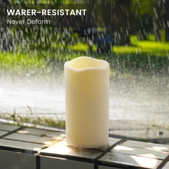 Large Outdoor Waterproof Flameless Candles with Remote Control,D3'' x H5.5'' Battery Operated Flickering LED Pillar Candle Plastic for Outdoor/Indoor Decoration Wedding, Party, Birthday (2PACK) {6}