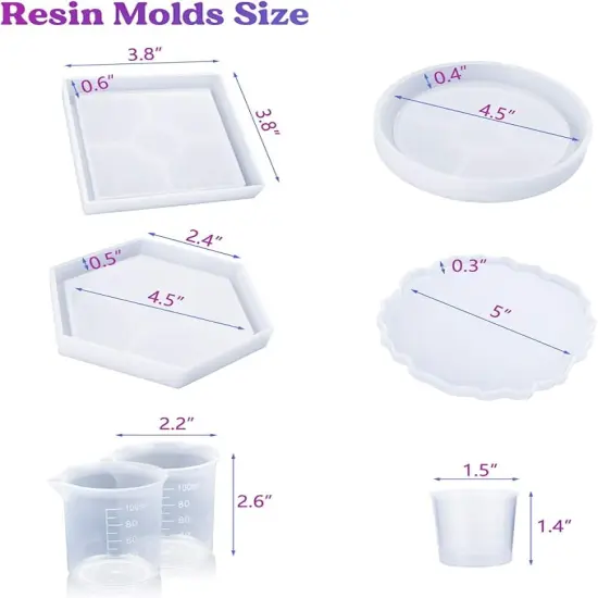 LET'S RESIN Epoxy Resin,Resin Coaster Molds Kit,16oz Resin Starter Kit for Beginners,Include Epoxy Resin,Coaster Molds, and Mica Powder for Resin Casting, Ideal Christmas Gift Set {3}