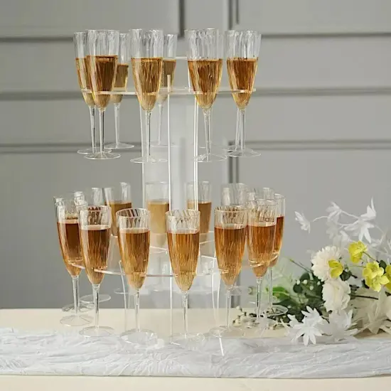 21" Clear 3-Tier Round Acrylic Champagne Glass Flute Holder DISPLAY STAND Party {5}