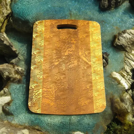 Mermaid Cutting Board 14''x9.5''x.5'' Bamboo {6}