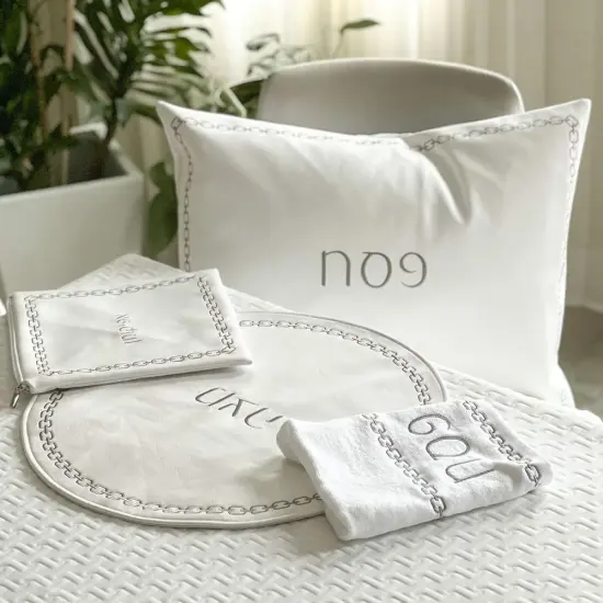 Embroidered Seder Set - Chain Design Silver {1}
