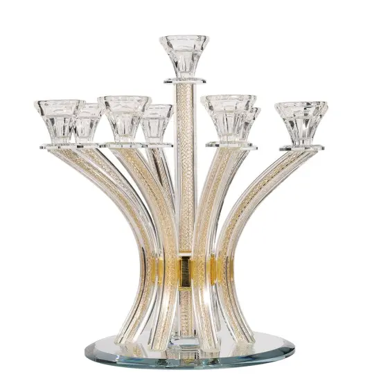 Crystal Candelabra with Inner Net Design 9 Arms Gold {2}