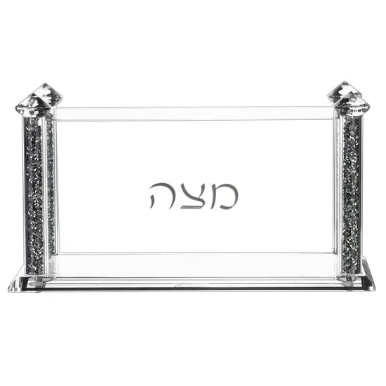 Crystal Square Matzah Box with Decorative Gemstones Gold {1}