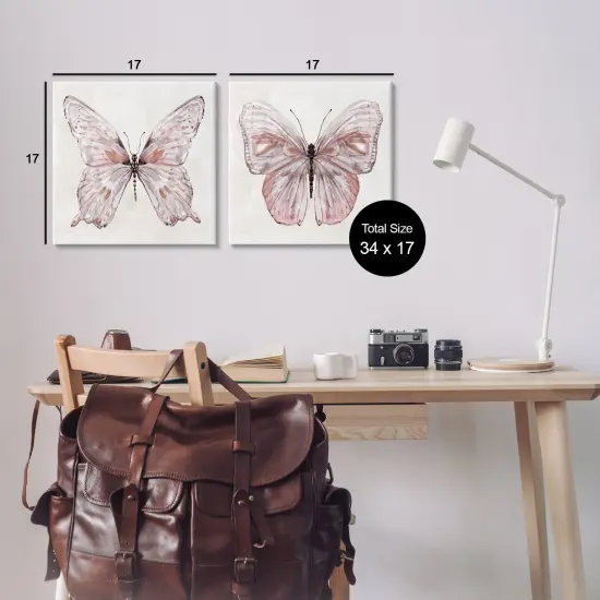 Stupell Industries Unique Butterflies in Muted Pinks 2pc Canvas Set By Carol Robinson {3}