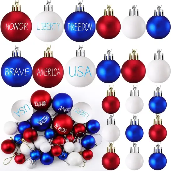 30 Pcs 4th of July Patriotic Ball Ornaments (Patriotic Copywriting Style) {1}