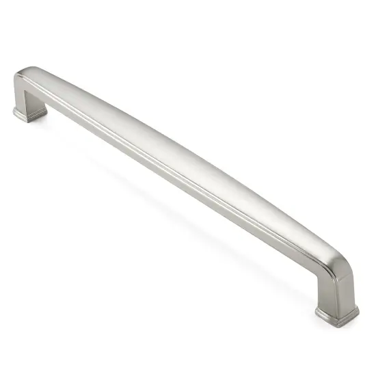 Cauldham Solid Kitchen Cabinet Handles (7-1/2" Hole Centers) - Drawer/Door Hardware - Style T765 - Satin Nickel {1}