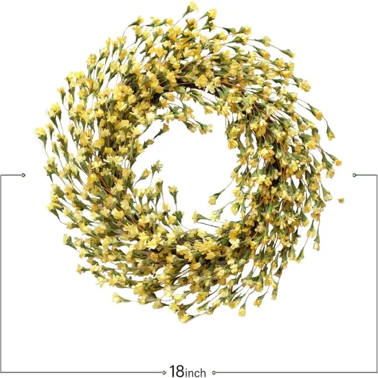 18" Forsythia Wreath &ndash; Rustic Farmhouse Spring & Summer D&eacute;cor Yellow {3}