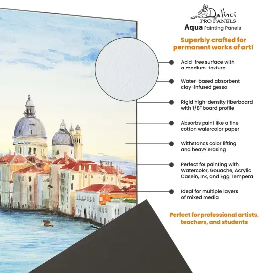 Jerry's Artarama Da Vinci Aqua Pro Panels - 5x7" - Pack of 24 - 1/8" Thick Rigid Watercolor Board with Acid-Free Surface, Clay-Infused Gesso, Ideal Watercolor Boards for Painting Mixed Media {3}