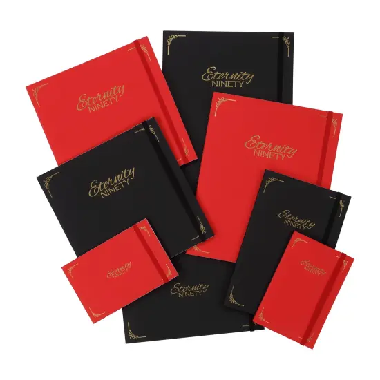 New York Central Eternity Ninety Flat Book- 8x10" Sketch Watercolor Journal, Pack of 5- Black Soft Paperback- Watercolor Sketchbook w/ Elastic Band, 100 Total Sheets 100% Cotton, 90 lb Cold-Pressed {4}