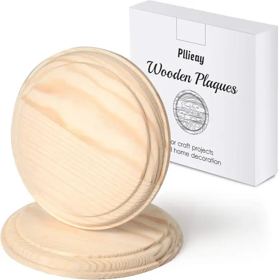2 Pcs 4 Inch Round Wooden Plaque {1}