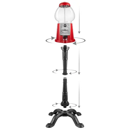 Olde Midway 15" Gumball Machine with Stand, Vintage-Style Bubble Gum Candy Dispenser with Glass Globe and Metal Base {4}