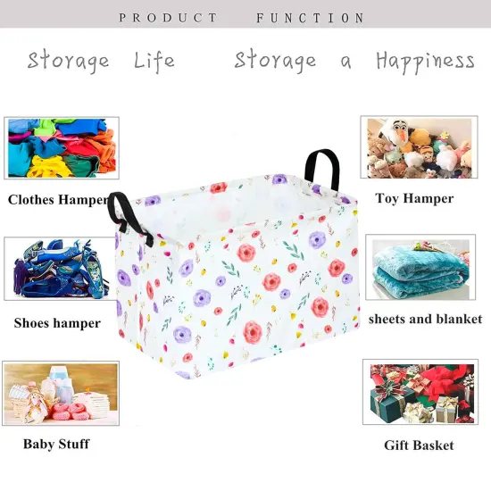 Rectangle Flower Patter Toy Bin Valentine's Day Gift Waterproof storage organizer for Nursery Hamper Home decor Closet Kids Bedroom Laundry Baby Gift Shelf Baskets {4}