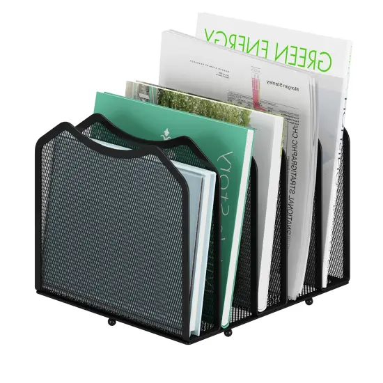 Trending Mesh Desktop File Sorter Organizer, 5-Section Bookshelf for Desk Home Office, Black {1}