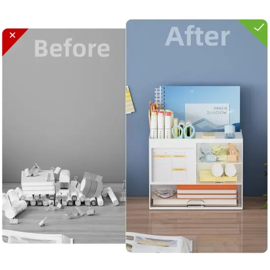 Desk Organizer with 3 Drawer, Multi-Functional Pencil Pen Holder for Desk, Desk Organizers and Accessories with 4 Compartments, Desktop Organizer Storage for Office Home Art Supplies (White) {3}