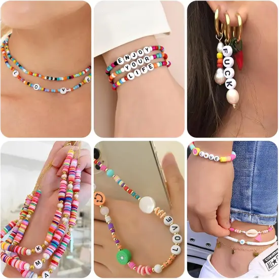 500pcs Letter Beads - Alphabet Beads for Friendship Bracelets & DIY Jewelry Making Kit {4}