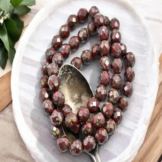 *20* 8mm Opaque Red Travertine Fire Polished Round Beads {1}