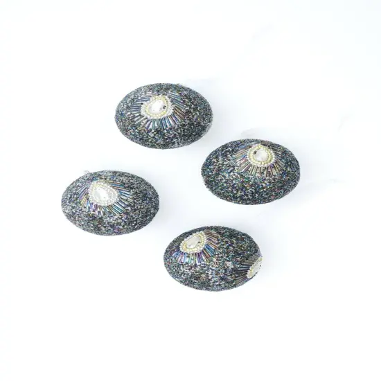 Hanging Shellac Orbs &ndash; 3 Inch, Silver-4 Pcs {4}