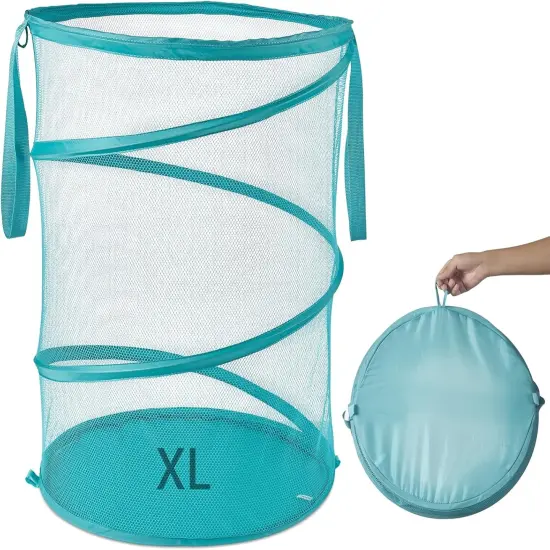 Mesh Popup Laundry Hamper 115L Collapsible Laundry Basket No Lid Extra Large Capacity Foldable Clothing Storage Basket {1}