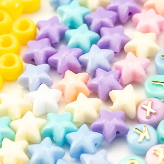 2000 Pcs Acrylic Gold Pink Red White Yellow Pony Beads Mix Candy Color Heart Star Alphabet Letter Beads Bulk for Jewelry Friendship Bracelet Making Kit {4}