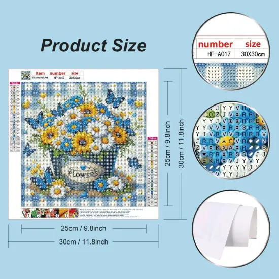 5D Flowers Diamond Art Painting Kits for Adults,Butterflies Diamond Art for Beginners, DIY Full Drill Flowerpots Diamond Art Painting(12X12 inch) {2}