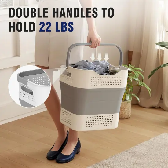 Collapsible Plastic Laundry Basket Hamper with Handles, 43L (11.5Gallon) Portable Rubber Clothes Basket, Pop Up Storage Container/Organizer {3}