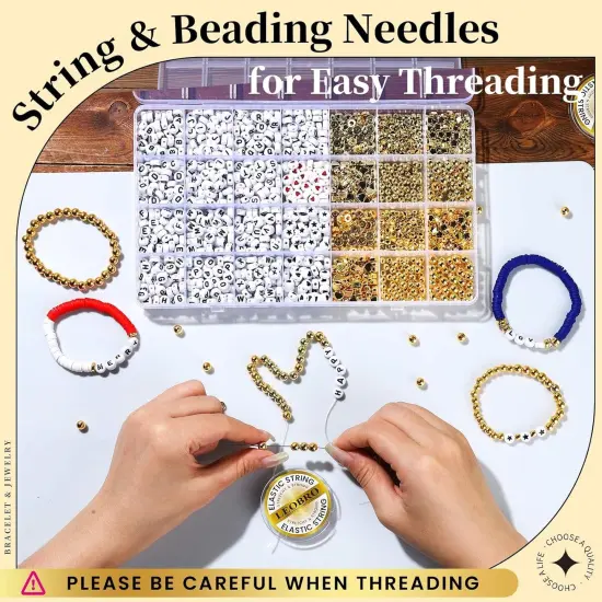 Letter Beads Kit - Alphabet Beads for Friendship Bracelets, Gold Beads Included, Bracelet Making Kit {3}