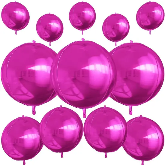 12Pcs Hot Pink Round Foil Balloons(Hot Pink) {6}