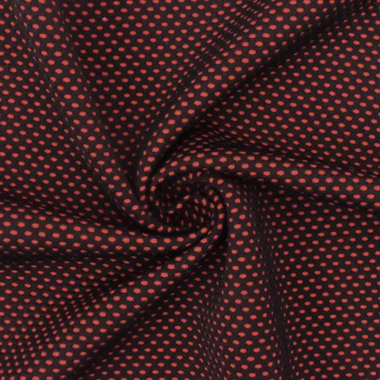Sunset Orange-Black Mesh Stretch Double Knit Fabric By the Yard {2}