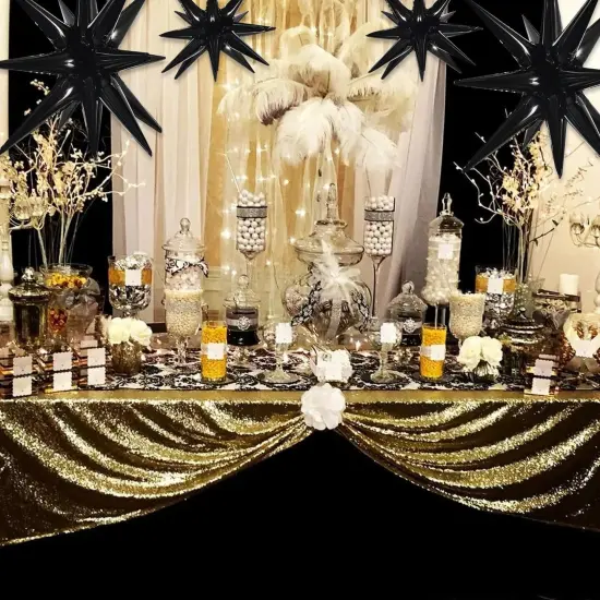 8 Pcs Black Star Foil Balloons Large Explosion Mylar Balloons(Conjoined Black) {5}