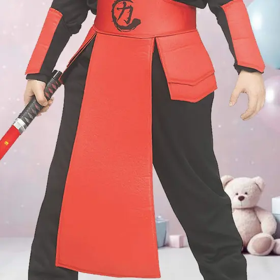 Kids Red & Black Ninja Guard Costume, Halloween Roleplay Outfit {4}