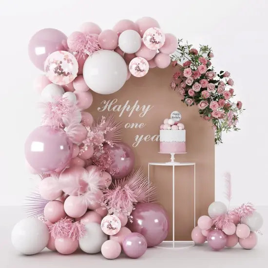 Pink White Balloons Garland Arch Kit (104p-pink White) {1}