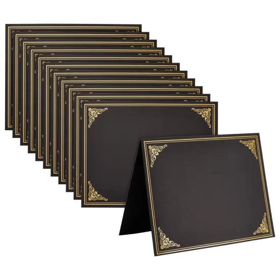 12-Pack Award Certificate Holders - Bulk Certificate Holders for Graduation, Diploma, Employee Appreciation, Certifications (fits 8.5x11) Black {1}