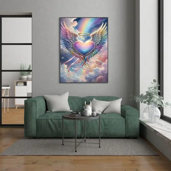 Diamond Art Kits for Adults Beginners, 5D DIY Full Round Drill Diamond Painting Kits Colorful Love Heart,Paint by Diamonds Dot Gem Art Crystal Angel Wing,Home Wall Decor 12X16Inch {2}