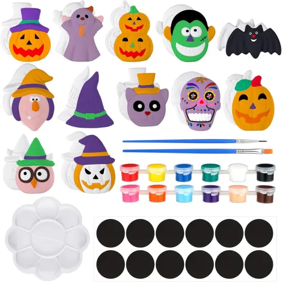 12 Sets Halloween Paint Your Own Figurines Pumpkins Ghost Ready to Paint Ceramic Painting Kit Unpainted {6}