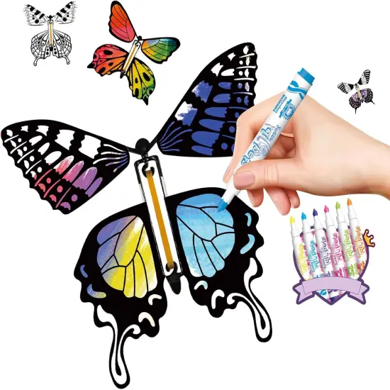 Spring Flying Butterfly Activity Craft Kit with 12 Wind Up Butterflies and 12 Color Pens DIY Toys for Kids' Parties School Activities and Parent-Child Fun {1}