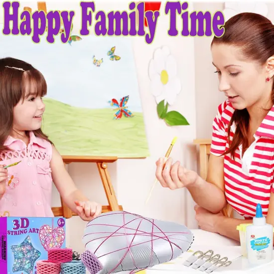 3D String Art Kits Crafts for Kids Make String Lantern with 20 Colored LED Bulbs {4}