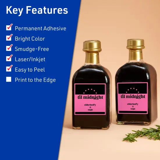 Avery Bright Pink Paper Labels, 2.5" x 2.5" Square {2}