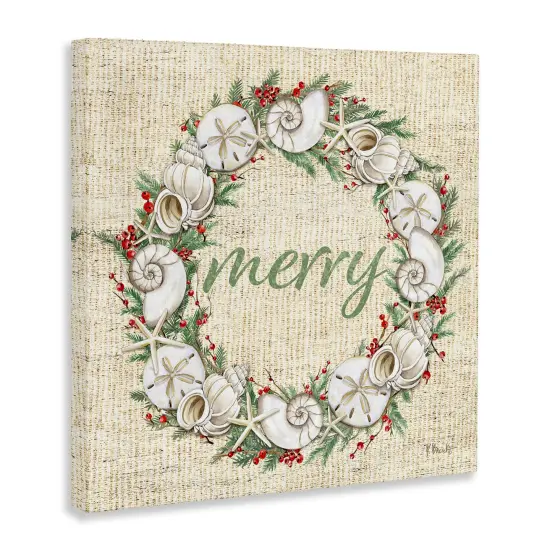 Stupell Industries Shells & Holly Merry Canvas Wall Art Design by Paul Brent {3}