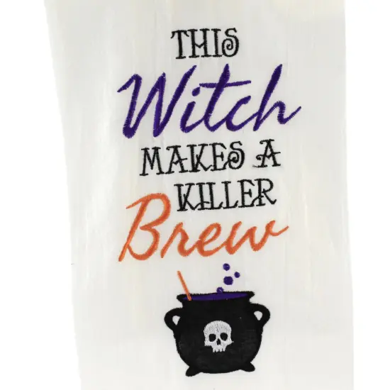 Decorative Towel Flying Witch And Her Brew Towel Kitchen Decor Halloween 86171509.10 28.0 Inch Flying Witch And Her Brew Towel Halloween Hand Towel Set , Kitchen Decor Halloween White {4}