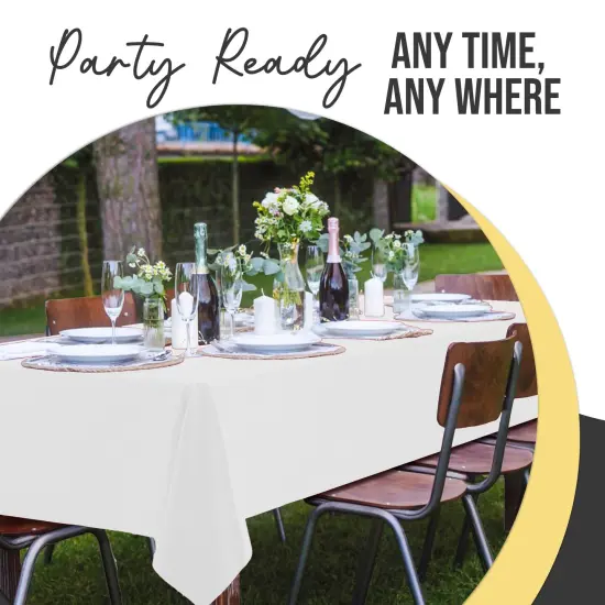 Exquisite 6-Pack Premium Plastic Tablecloth 54in. x 108in. Rectangle Plastic Table Cover White {5}