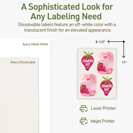 Avery Dissolvable Sticker Paper, 8.5" x 11" Rectangle {4}