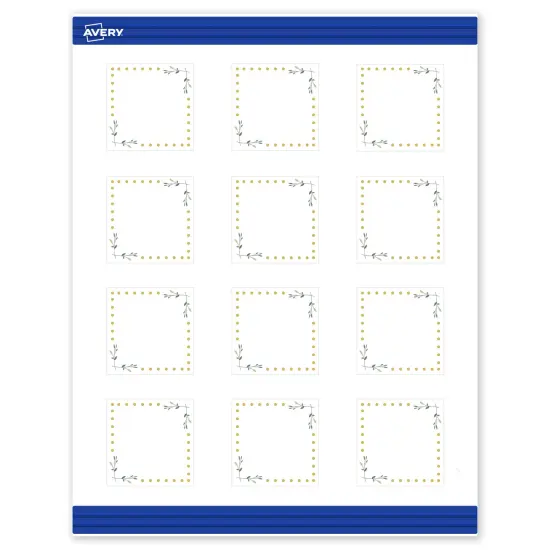 Avery Printable Square Cards, Gold Dots with Green Florals, 2" x 2", Matte White Square Cards, Laser/Inkjet, 120ct, Great for Business Cards {1}