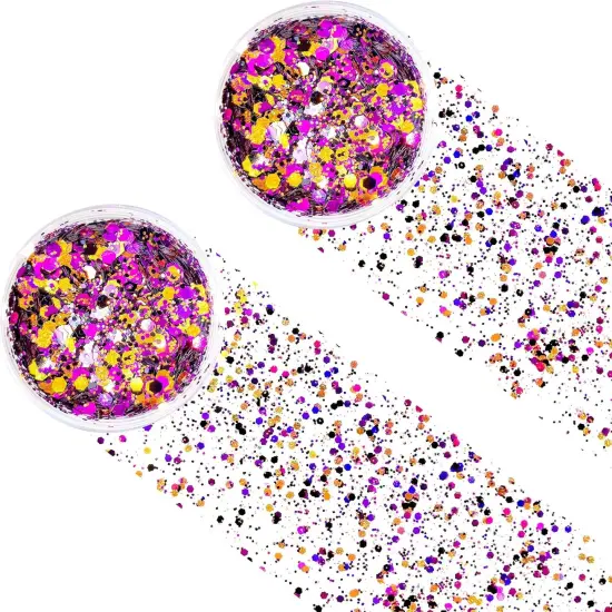 Black Orange Purple Mixed Holographic Chunky Glitter {1}